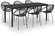 7-piece garden dining set PVC rattan black, 3060229 - Garden Furniture