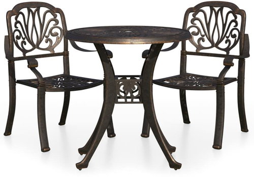 3-piece bistro set cast aluminium bronze, 3070571 - Garden Furniture - Main image