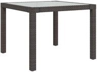 Zahradní stůl 90 × 90 × 75 cm tvrzené sklo a polyratan hnědý, 316697 - Zahradní stůl