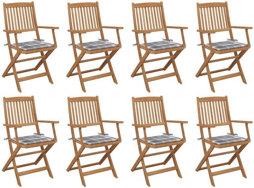 Skládací venkovní židle s poduškami 8 ks masivní akáciové dřevo, 3075099 - Zahradní židle - Main image