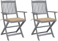 Skládací zahradní židle s poduškami 2 ks masivní akáciové dřevo, 3064485 - Zahradní židle