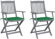 Skládací zahradní židle s poduškami 2 ks masivní akáciové dřevo, 3064487 - Zahradní židle