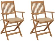 Skládací zahradní židle s poduškami 2 ks masivní akáciové dřevo, 3064593 - Zahradní židle