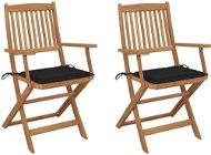 Skládací zahradní židle s poduškami 2 ks masivní akáciové dřevo, 3064597 - Zahradní židle