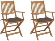 Skládací zahradní židle s poduškami 2 ks masivní akáciové dřevo, 3064598 - Zahradní židle
