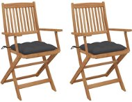 Skládací zahradní židle s poduškami 2 ks masivní akáciové dřevo, 3064605 - Zahradní židle