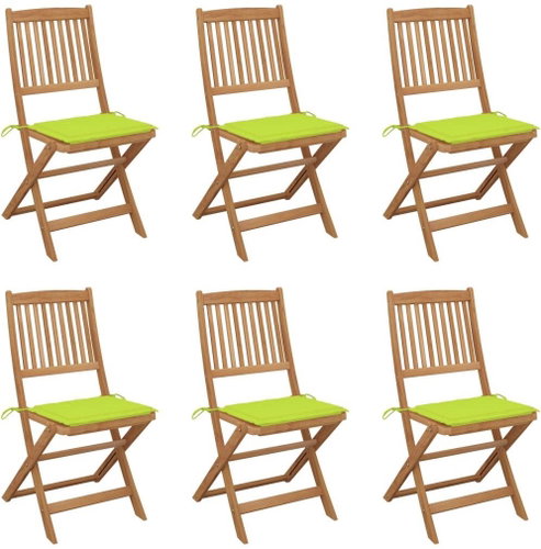 Skládací zahradní židle s poduškami 6 ks masivní akácie, 3075005 - Zahradní židle - Main image