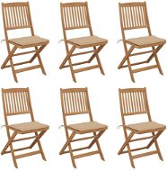 Skládací zahradní židle s poduškami 6 ks masivní akáciové dřevo, 3065491 - Zahradní židle