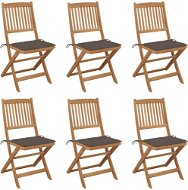 Skládací zahradní židle s poduškami 6 ks masivní akáciové dřevo, 3065496 - Zahradní židle