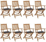 Skládací zahradní židle s poduškami 8 ks masivní akácie, 3074967 - Zahradní židle