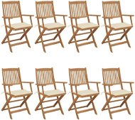 Skládací zahradní židle s poduškami 8 ks masivní akácie, 3074969 - Zahradní židle
