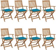 Skládací zahradní židle s poduškami 8 ks masivní akácie, 3074986 - Zahradní židle