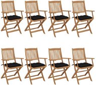 Skládací zahradní židle s poduškami 8 ks masivní akácie, 3074989 - Zahradní židle