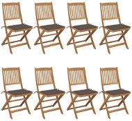 Skládací zahradní židle s poduškami 8 ks masivní akácie, 3075029 - Zahradní židle