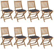 Skládací zahradní židle s poduškami 8 ks masivní akácie, 3075036 - Zahradní židle