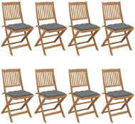 Skládací zahradní židle s poduškami 8 ks masivní akácie, 3075037 - Zahradní židle