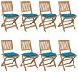 Skládací zahradní židle s poduškami 8 ks masivní akácie, 3075040 - Zahradní židle