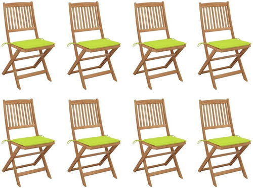 Skládací zahradní židle s poduškami 8 ks masivní akácie, 3075124 - Zahradní židle - Main image