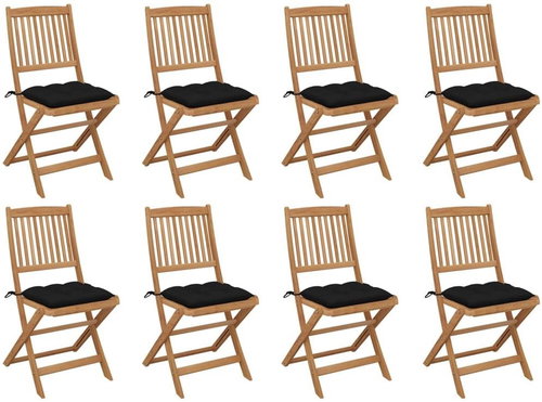 Skládací zahradní židle s poduškami 8 ks masivní akácie, 3075135 - Zahradní židle - Main image