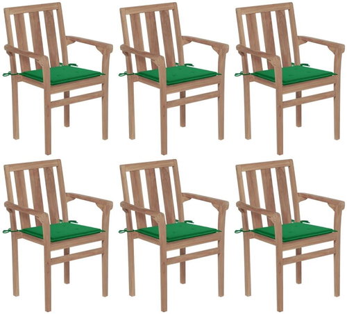 Stohovatelné zahradní židle s poduškami 6 ks masivní teak, 3073411 - Zahradní židle - Main image