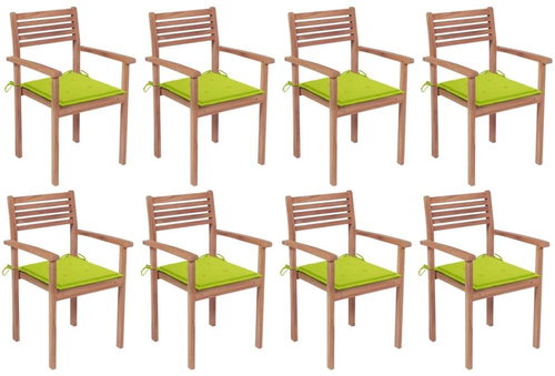 Stohovatelné zahradní židle s poduškami 8 ks masivní teak, 3072611 - Zahradní židle - Main image