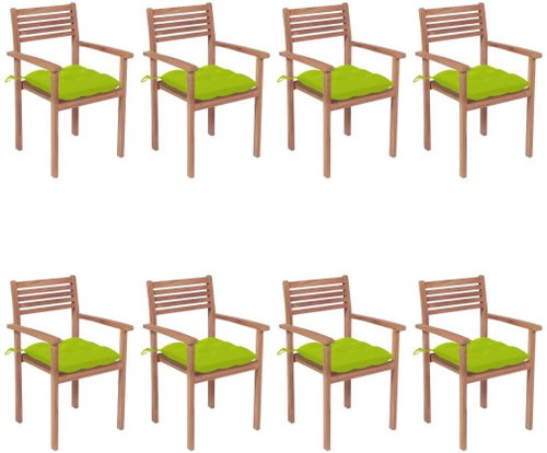 Stohovatelné zahradní židle s poduškami 8 ks masivní teak, 3072626 - Zahradní židle - Main image