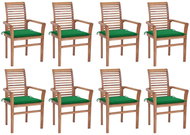 Jídelní židle 8 ks zelené podušky masivní teak, 3072978 - Zahradní židle