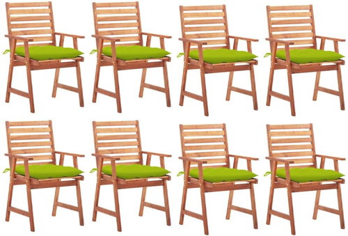 Zahradní jídelní židle 8 ks s poduškami masivní akáciové dřevo, 3078400 - Zahradní židle - Main image