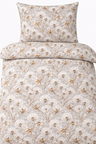 4sleep Bavlněné povlečení Lux  140 × 200, 70 × 90 cm , pampelišky béžové/šedé  - Bed Linen - Main image