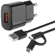 4smarts Wall Charger VoltPlug QC3.0 18W with Quick Charge and ComboCord USB-A to USB-C and Micro-USB - Netzladegerät