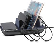 Töltőállvány 4smarts Charging Station Family Evo 63W with Qi Wireless Charger incl.Cables, grey/cobal - Nabíjecí stojánek