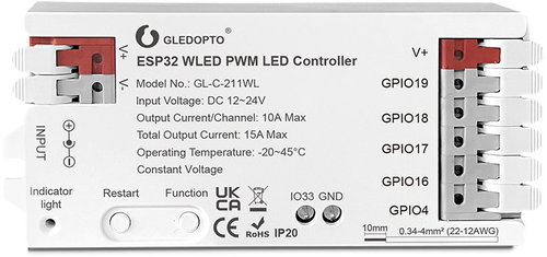 GLEDOPTO GL-C-116WL WiFi ESP32 WLED řadič adresovatelných LED pásků - Smart Module - Main image