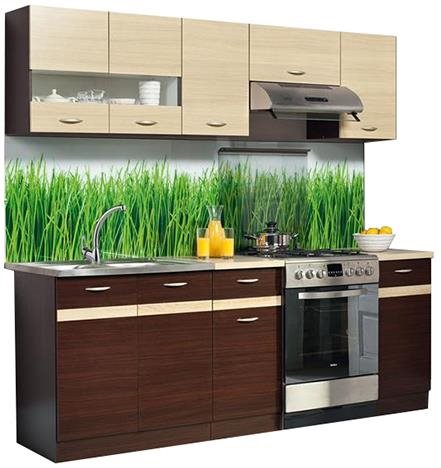 Nejlevnější nábytek Kuchyně Belisa 220 cm, dekor wenge, dekr dub rijeka světlá - Kitchen Unit - Main image