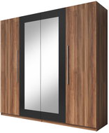 Nejlevnější nábytek Wilder se zrcadlem - červený ořech / černá - Wardrobe