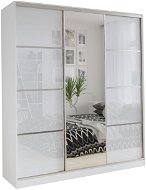 Nejlevnější nábytek Litolaris 180 se zrcadlem - bílý lesk - Šatní skříň