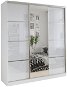 Nejlevnější nábytek Litolaris 180 se zrcadlem - bílý lesk - Šatní skříň