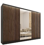 Nejlevnější nábytek Insular 3D 280 se zrcadlem - černý mat / dub lefkas - Šatní skříň