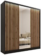 Nejlevnější nábytek Insular 3D 150 so zrkadlom – čierny mat/dub wotan - Šatníková skriňa