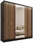 Nejlevnější nábytek Insular 3D 150 se zrcadlem - černý mat / dub wotan - Šatní skříň