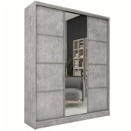 Šatní skříň Nejlevnější nábytek Litolaris 150 se zrcadlem - beton - Šatní skříň