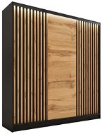 Šatníková skriňa Nejlevnější nábytek Insular 3D 150 bez zrkadla – čierny mat/dub wotan - Šatní skříň