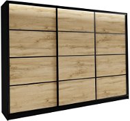 Šatní skříň Nejlevnější nábytek Harazia 250 bez zrcadla - černý mat / dub wotan - Šatní skříň