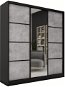 Nejlevnější nábytek Harazia 180 so zrkadlom čierny matný/betón - Šatníková skriňa