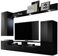 Obývací stěna Nejlevnější nábytek Polset 1, černá / černý lesk - Obývací stěna