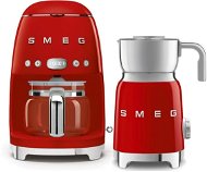 SMEG 50's Retro Style 1,4l 10 Tasse rot + SMEG 50's Retro Style 0,6l rot Milchaufschäumer - Set
