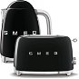 Wasserkocher SMEG 50's Retro Style 1,7l schwarz + Toaster SMEG 50's Retro Style 2x2 schwarz 95 - Set