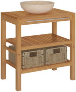 SHUMEE Koupelnová skříňka masivní teak s umyvadlem mramor krémové - Koupelnová skříňka