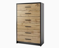 Cheapest furniture Nejby Gianni drawer chest of drawers, black/oak wotan - Chest of Drawers