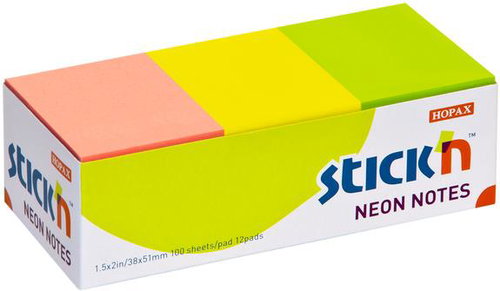 STICK´N 38 × 51 mm, neon mix, 12 × 100 lap - Jegyzettömb - Fő fotó