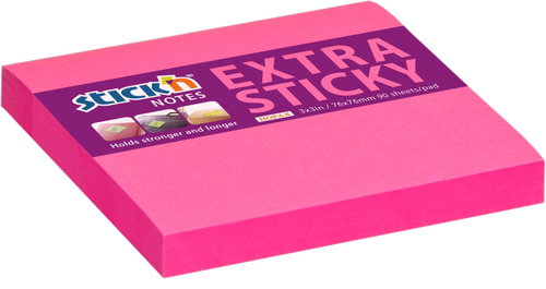 STICK´N EXTRA STICKY, 76 × 76 mm, neon růžový, 90 lístků - Memo Pad - Main image